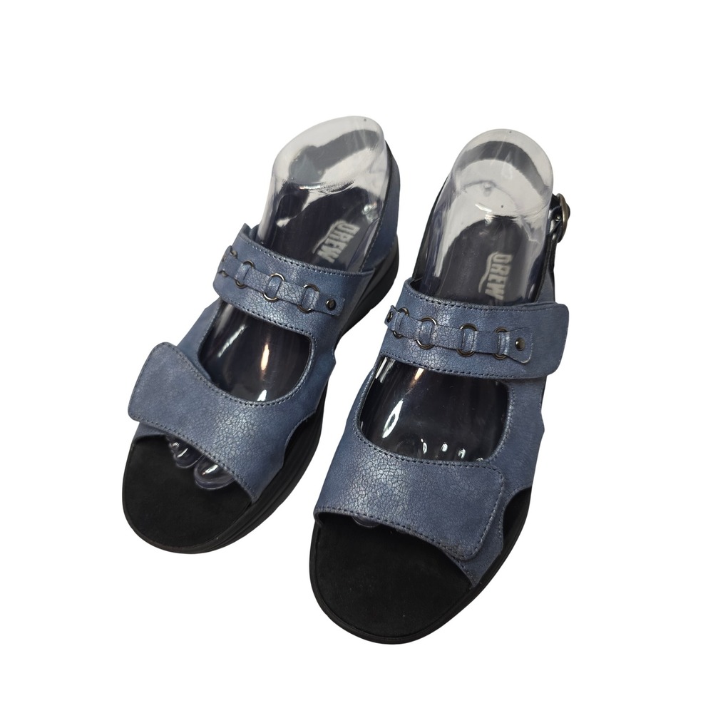Drew Selina Blue Metallic Comfort Sandals Womens 8WW Orthopedic Wedge 17203-37